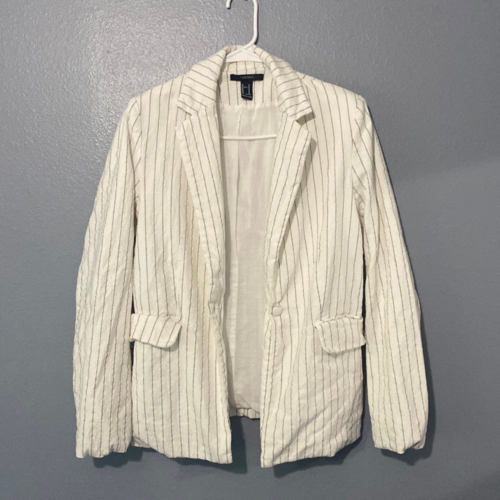 White Pinstripe Blazer